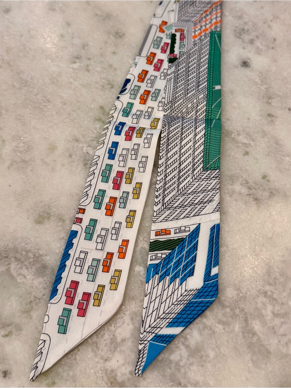 Colorful Architectural Print Skinny Scarf Twilly